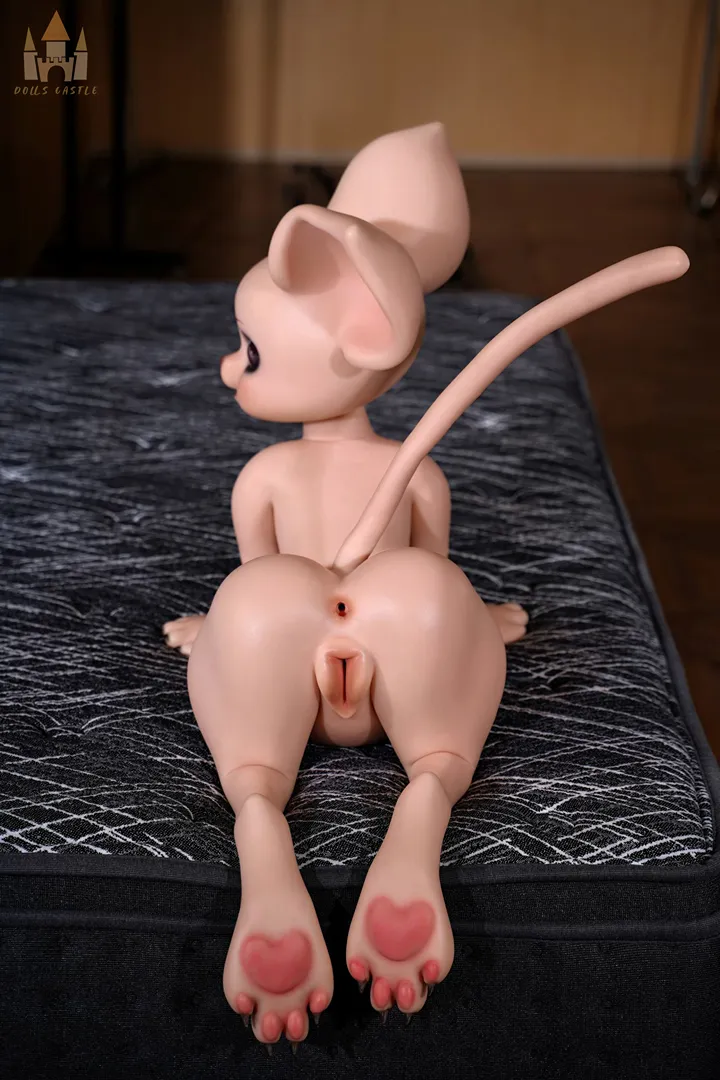 100CM Fur Fapdolls Cream Mouse Furry Silicone Doll